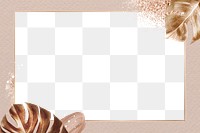 Leaf frame png with luxury floral and glitter in rose gold