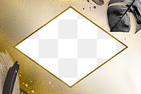 Abstract frame png with black floral and gold paper texture 