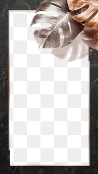 Marble frame png with luxury leaf in earth tone color 