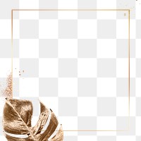 Golden leaf frame png in minimal style 