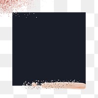 Square frame png with pink glitter and brush stroke