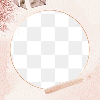 Circle frame png with leaf and pink glitter 