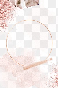 Frame png with rose gold brush stroke in minimal style