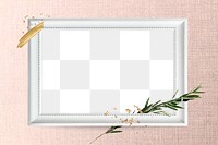 Leaf frame png with pink fabric texture 