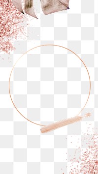 Rose gold frame png with aesthetic leaf and glitter