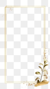 Golden leaf frame png in minimal style