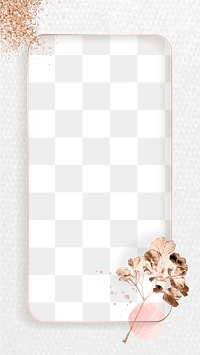 Abstract frame png with golden leaf and glitter 