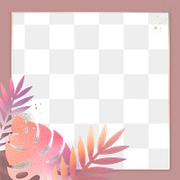 Colorful monstera leaf on a pink frame design element