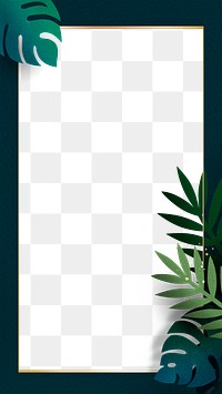Monstera leaf pattern on a dark green frame design element