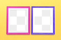 Colorful photo frame mockups on a yellow background 