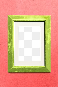 Green picture frame mockup on a pink background 