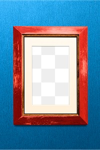 Red photo frame mockup on a blue background 