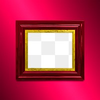 Red photo frame mockup on a red background 