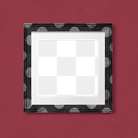 Polka dot photo frame mockup on a red background 