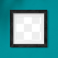 Black photo frame mockup on a teal background 