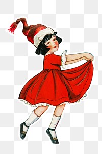 Dancing little girl Christmas sticker  transparent png