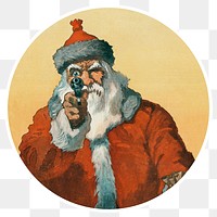 Santa Claus aiming a handgun sticker transparent png