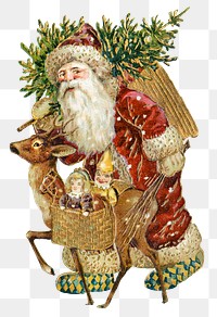 Santa Claus in a red costume sticker transparent png