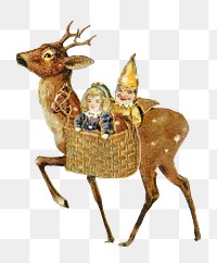 Reindeer and basket of toys