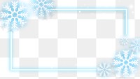 Blue neon frame decorated with snowflakes transparent png