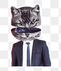 Cat wearing a suit sticker transparent png