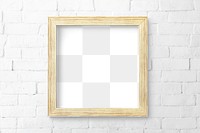 Wooden frame mockup on a brick wall 