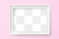 White picture frame mockup on a pink wall 