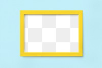 Yellow frame mockup on a sky blue background