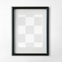 Black picture frame mockup on a wall