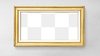 Vintage golden frame mockup on a wall 