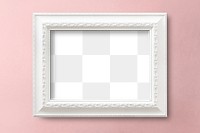 Vintage white frame mockup on a pink background 