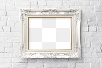 Vintage picture frame mockup on a brick wall 
