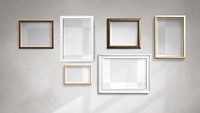 Picture frame mockups on a wall 