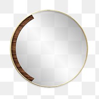 Gold framed mirror decorated with wood pattern transparent png