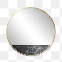 Round mirror decorated with black marble transparent png