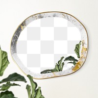 Marble framed mirror on a beige wall transparent png