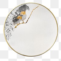 Round mirror decorated with an artwork transparent png