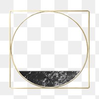 Gold square and round frame decorated with a marble plate transparent png