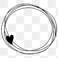 Doodle heart frame transparent png