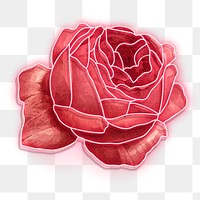 Red neon rose transparent png