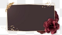 Luxurious golden frame with flowers transparent png