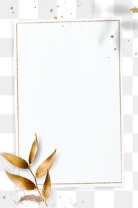 Golden olive leaves with rectangle frame design element