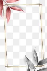 Silver and pink olive leaves frame design element