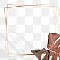 Golden square monstera frame design resource 