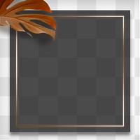 Square frame with brown monstera leaves background design element