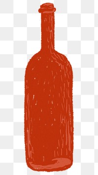 Red glass bottle element transparent png