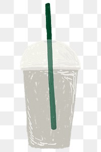 Plastic cup with straw element transparent png