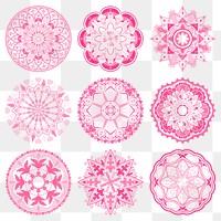 Pink arabesque patterned design element collection transparent png