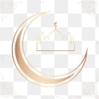 Golden Islamic crescent moon transparent png