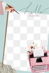 Floral feminine scrapbook collage with a typewriter design element 